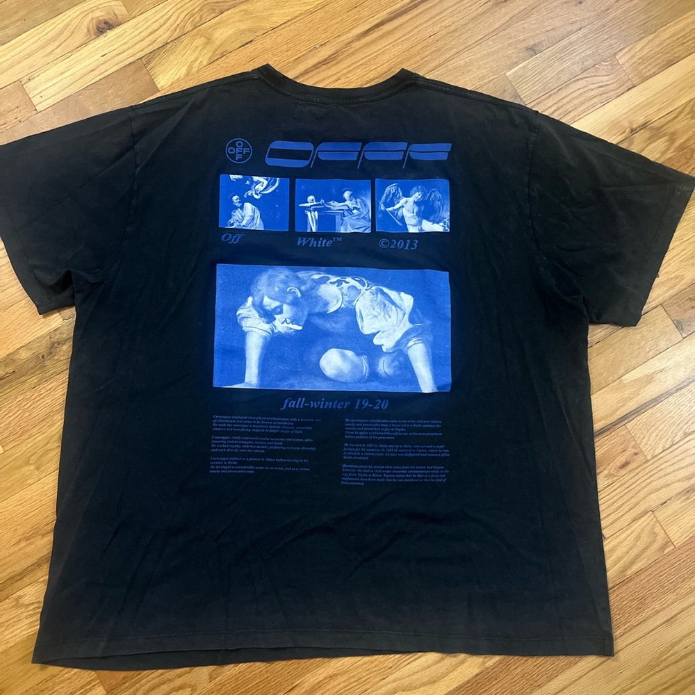 Off-White Black Tee with Blue Graphic